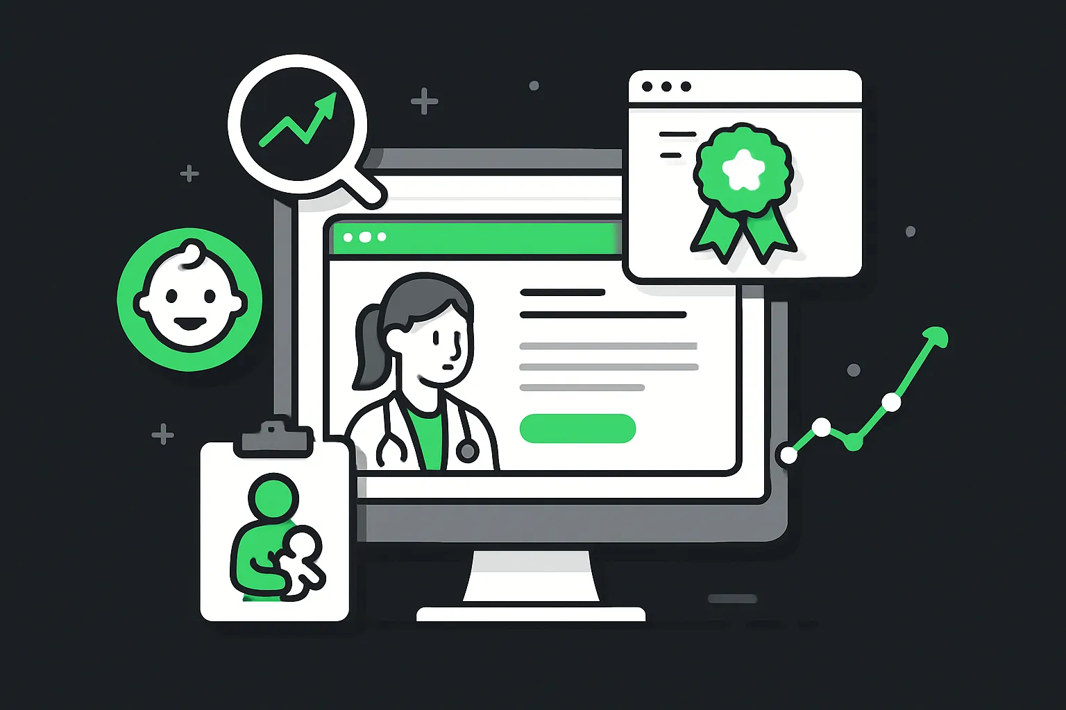 Sketch illustration for The Ultimate Guide to Pediatric Clinic Websites